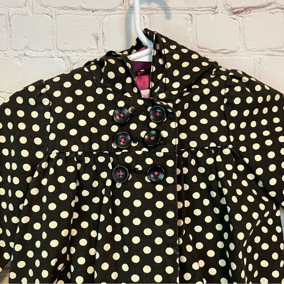 Oshkosh Girls lightweight jacket brown and cream polka dots size 12 months - Picture 2 of 4